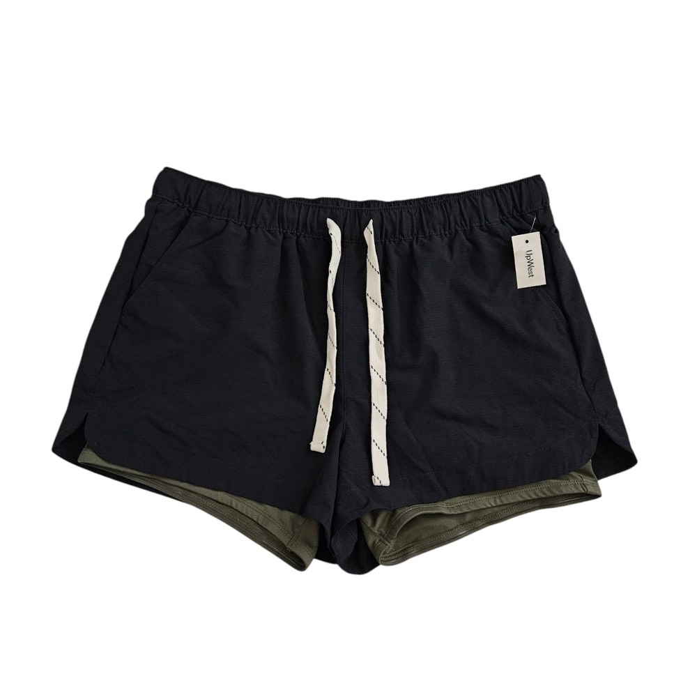 Upwest (Womens Large) Charcoal Gray Hiking Gym Shorts Lined Drawstring Stretch